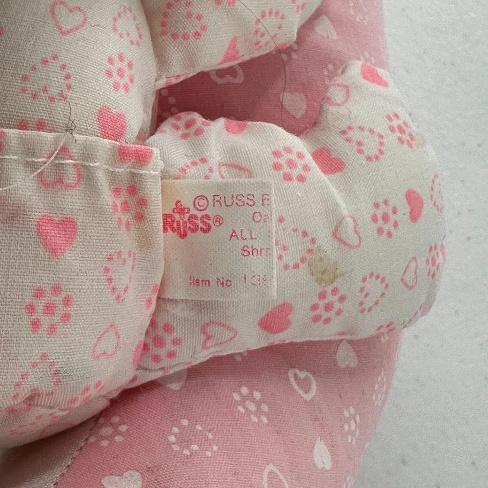 Vintage Russ‎ Berrie Plush Moon Doll Pink Pajamas Sleeping Baby 1984 Collectible
